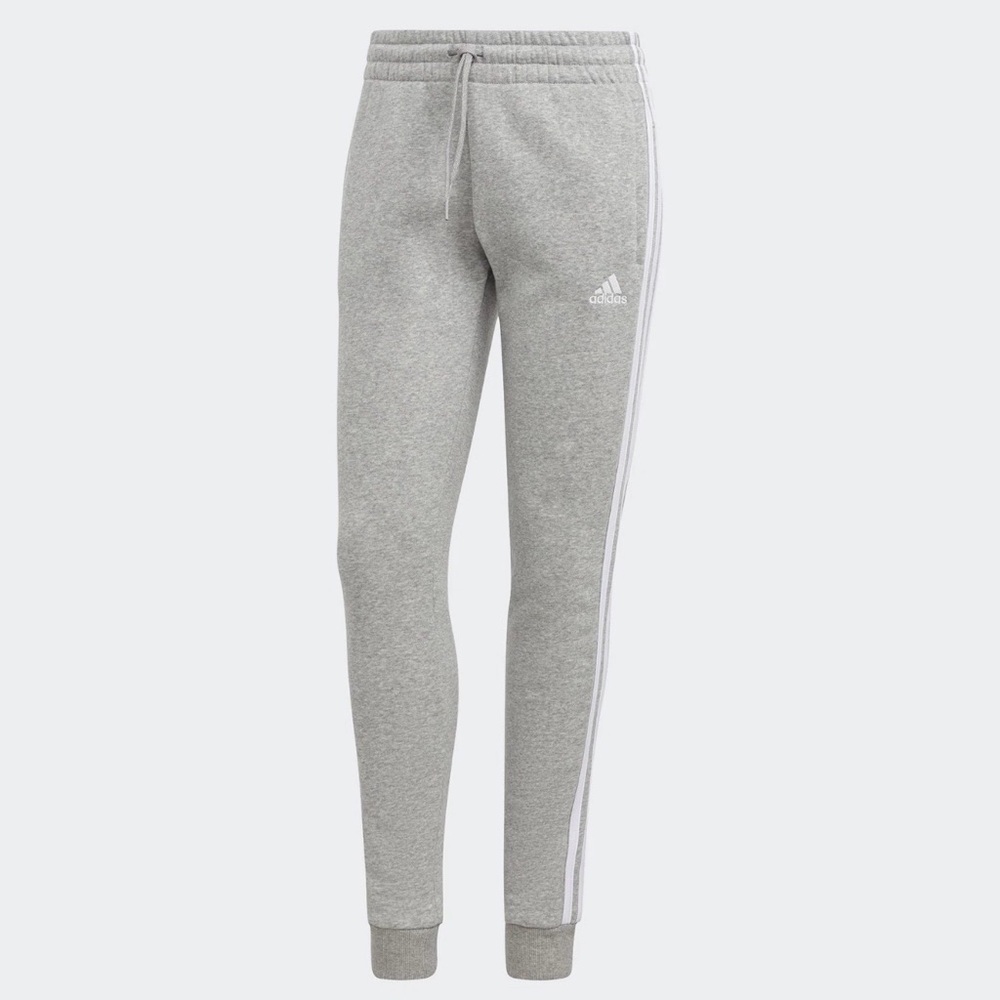 Adidas women’s Gray Sweatpants 3-Stripes Fleece Pants EUC